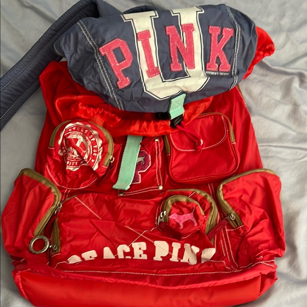 Red and Gray  rare vintage PINK Backpack